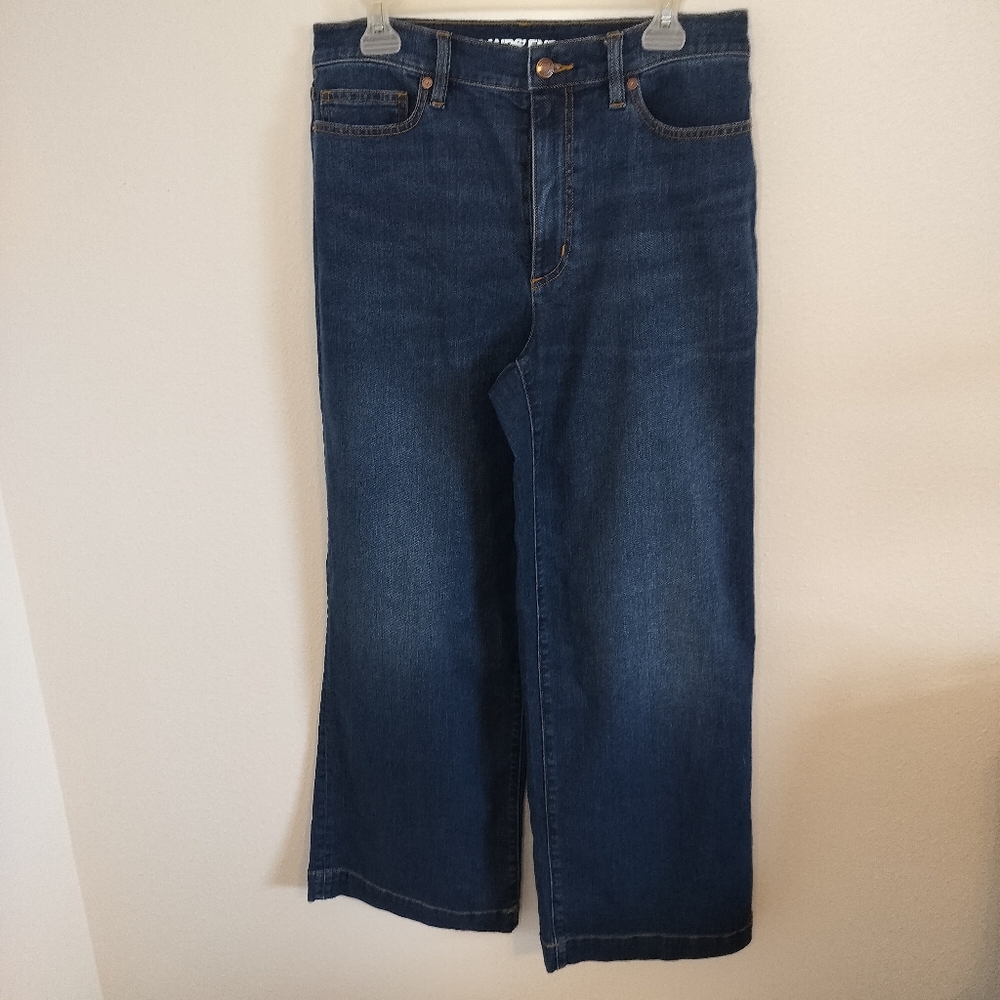 NWT Lands End High Rise  Wide Leg Crop Jeans Size 10 Blue Denim‎ Casual